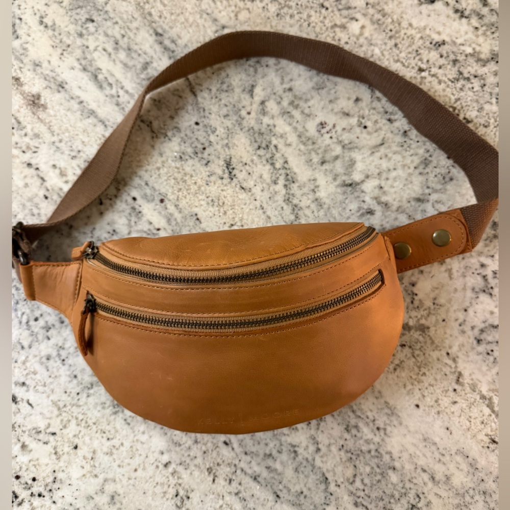 Kelly Moore Cognac Leather Crossbody Belt Bag
